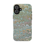 Blue and Green Feather Marbled Phone Case — Dual Layer - Tough Protective Phone Cover