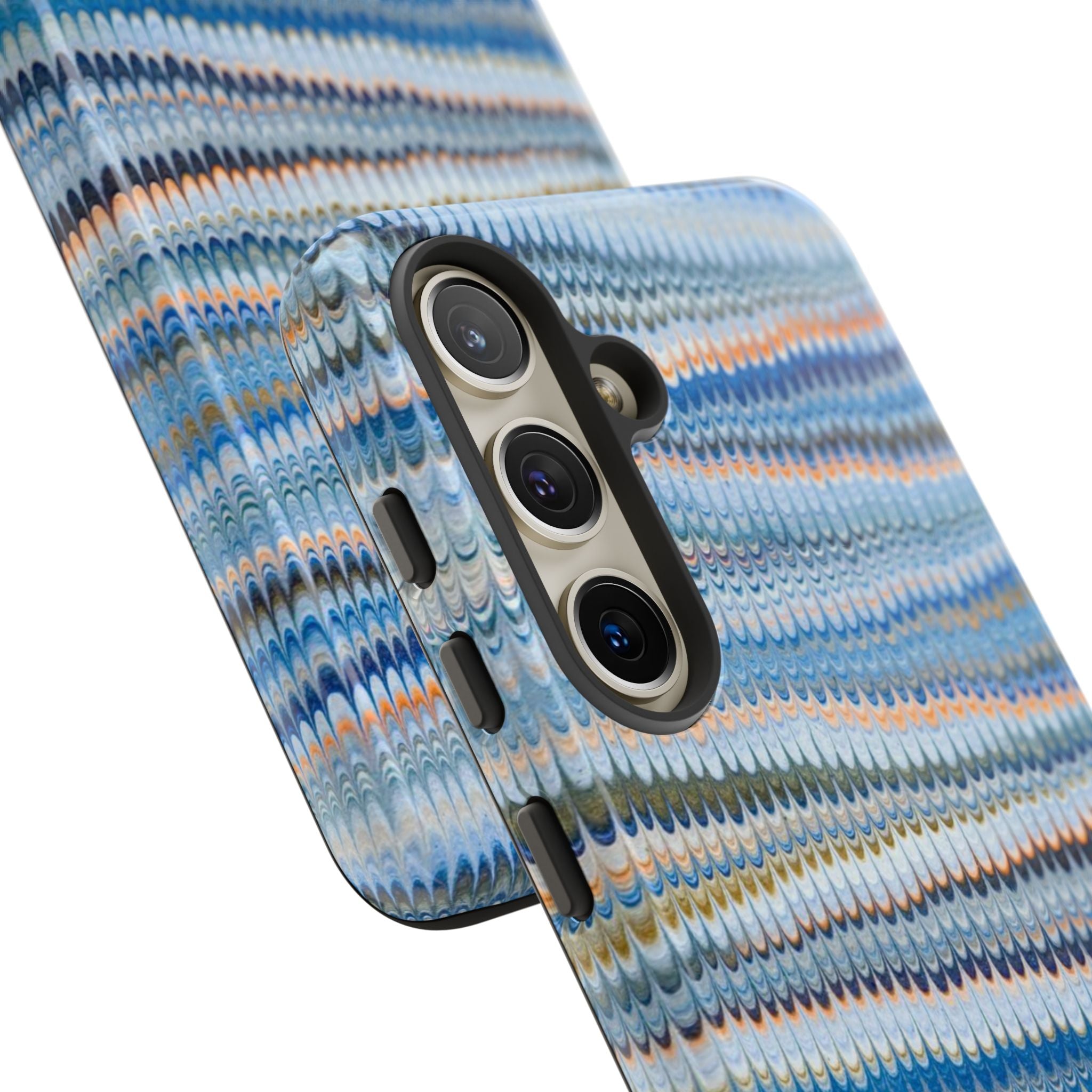 Blue Marbled Phone Cases iPhone 16 + Samsung + Apple + Google - all models, Vintage Marbled Design - Tough Cases