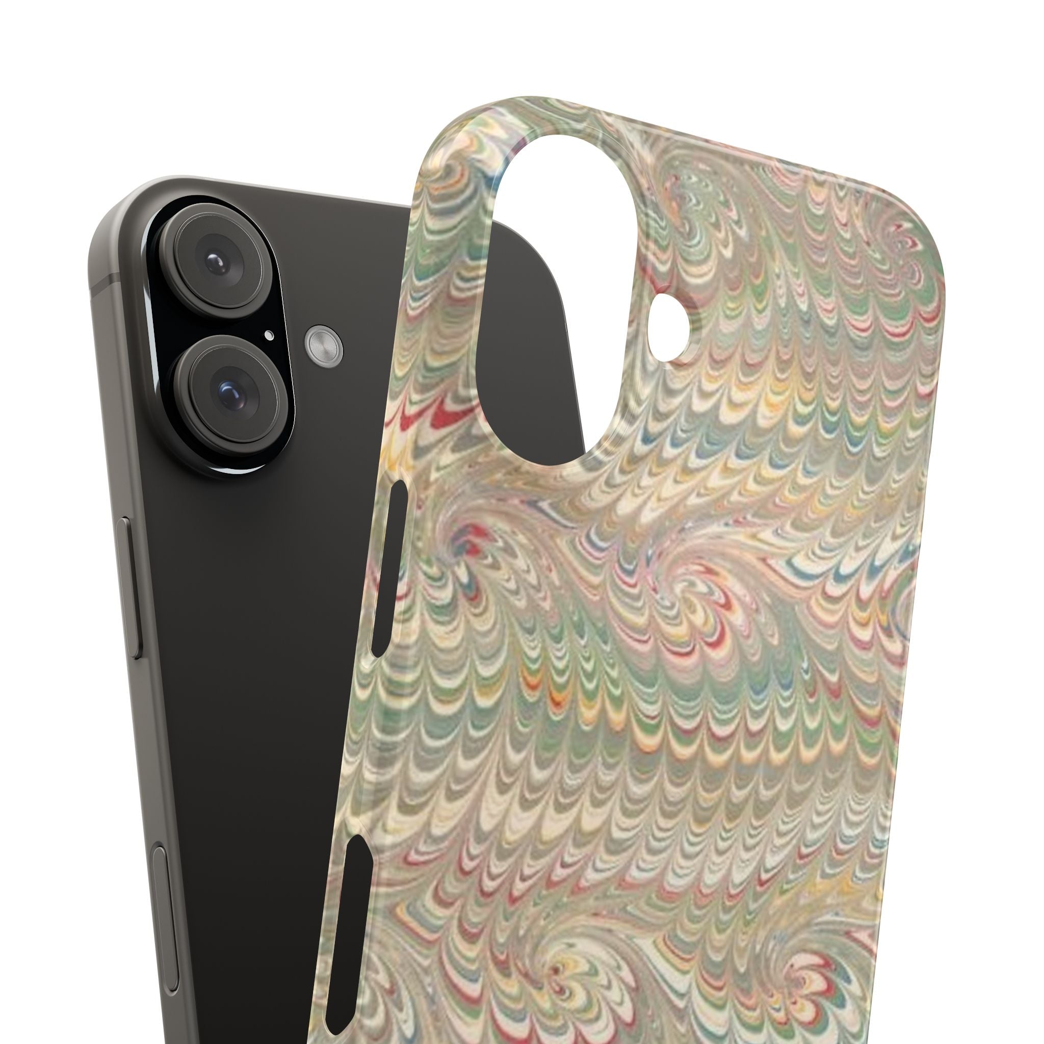 Beige Swirl Marbled Feather Phone Case