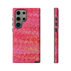 Pink and Gold Marbled Peacock Durable Phone Case - Olive Green and Brown - Matte or Glossy