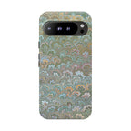 Blue and Green Feather Marbled Phone Case — Dual Layer - Tough Protective Phone Cover