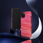 Pink and Gold Marbled Peacock Durable Phone Case - Olive Green and Brown - Matte or Glossy