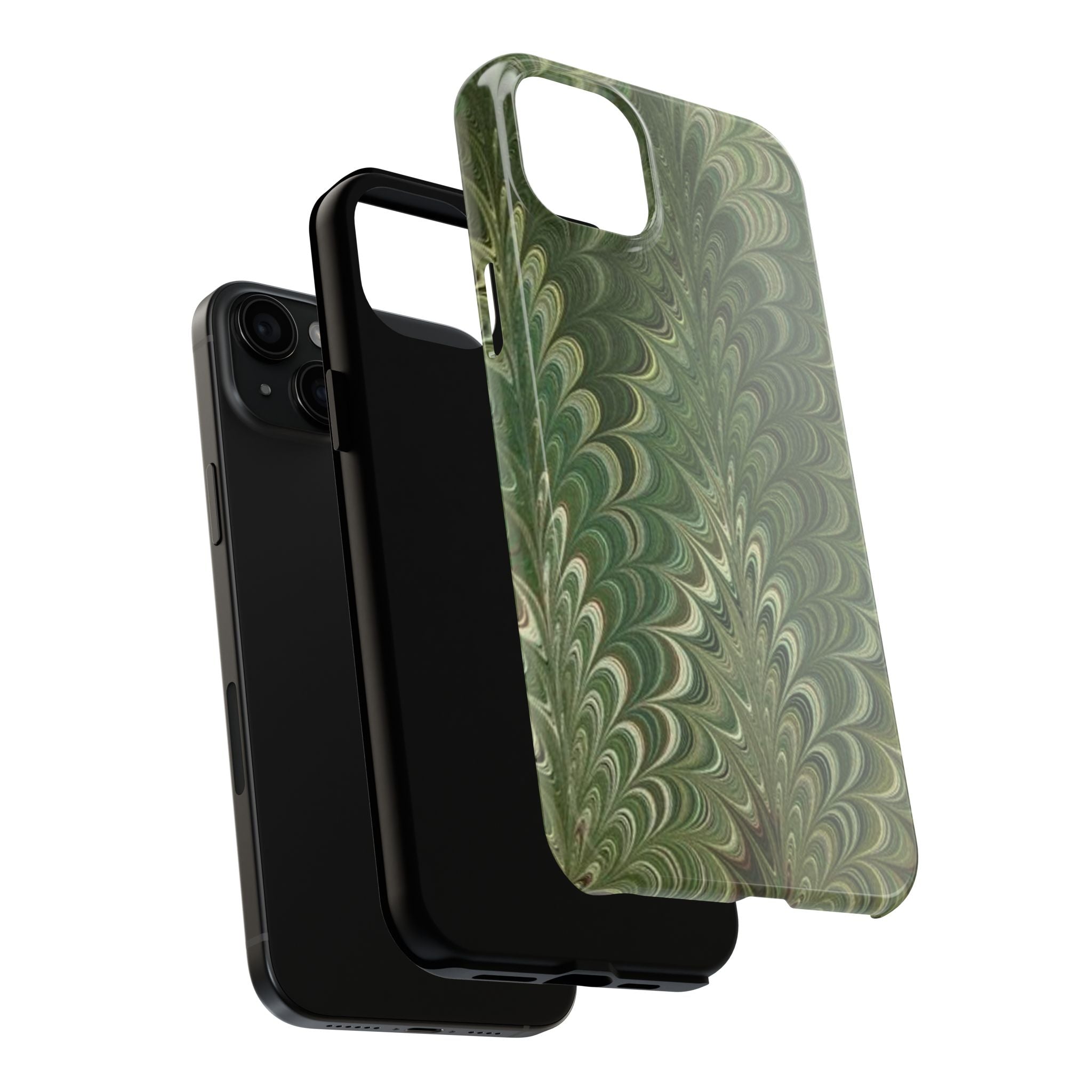 Deep Green Marble Italian Tough Phone Case — Durable Marbled Phone Case