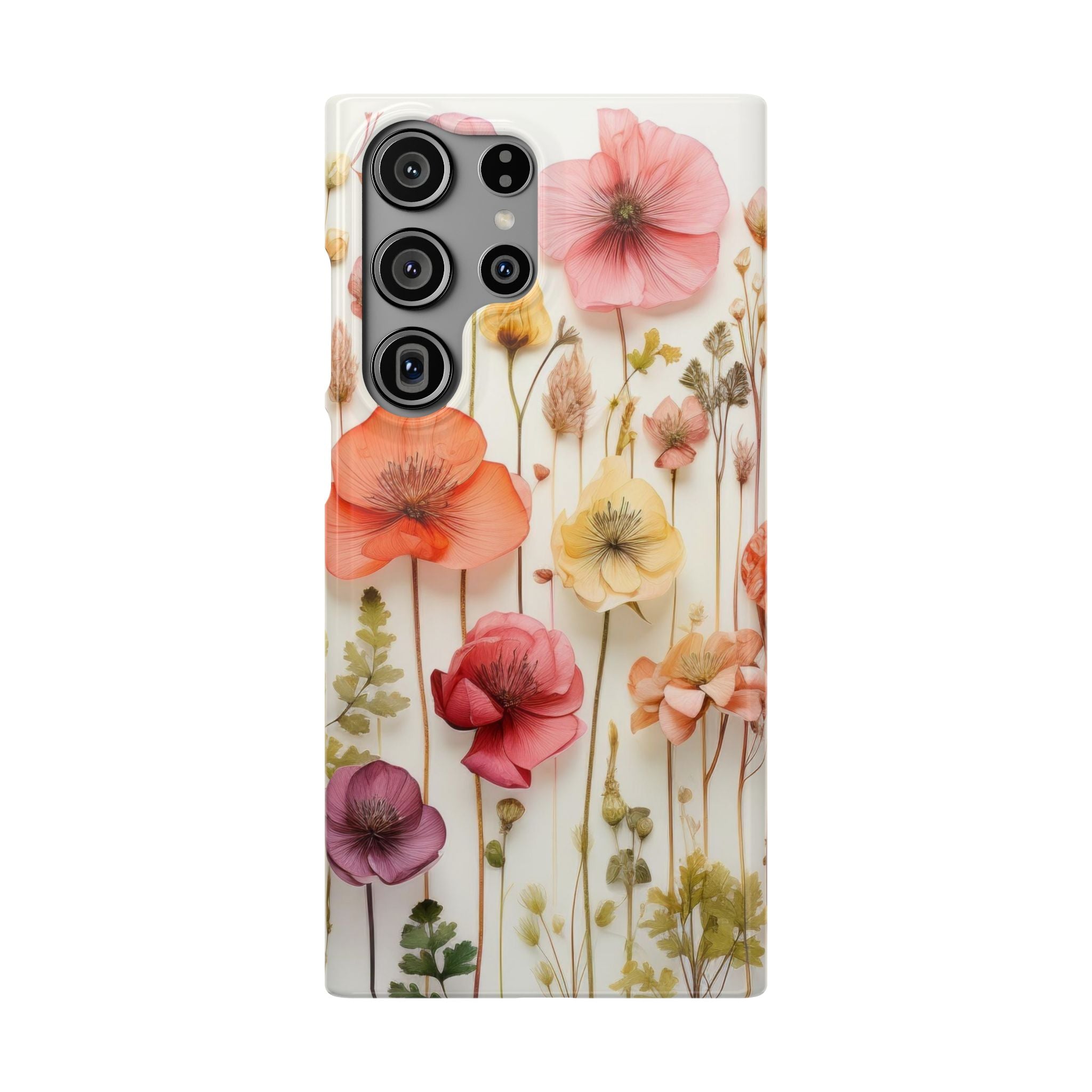 Pink Floral Pressed Flowers - Slim Case