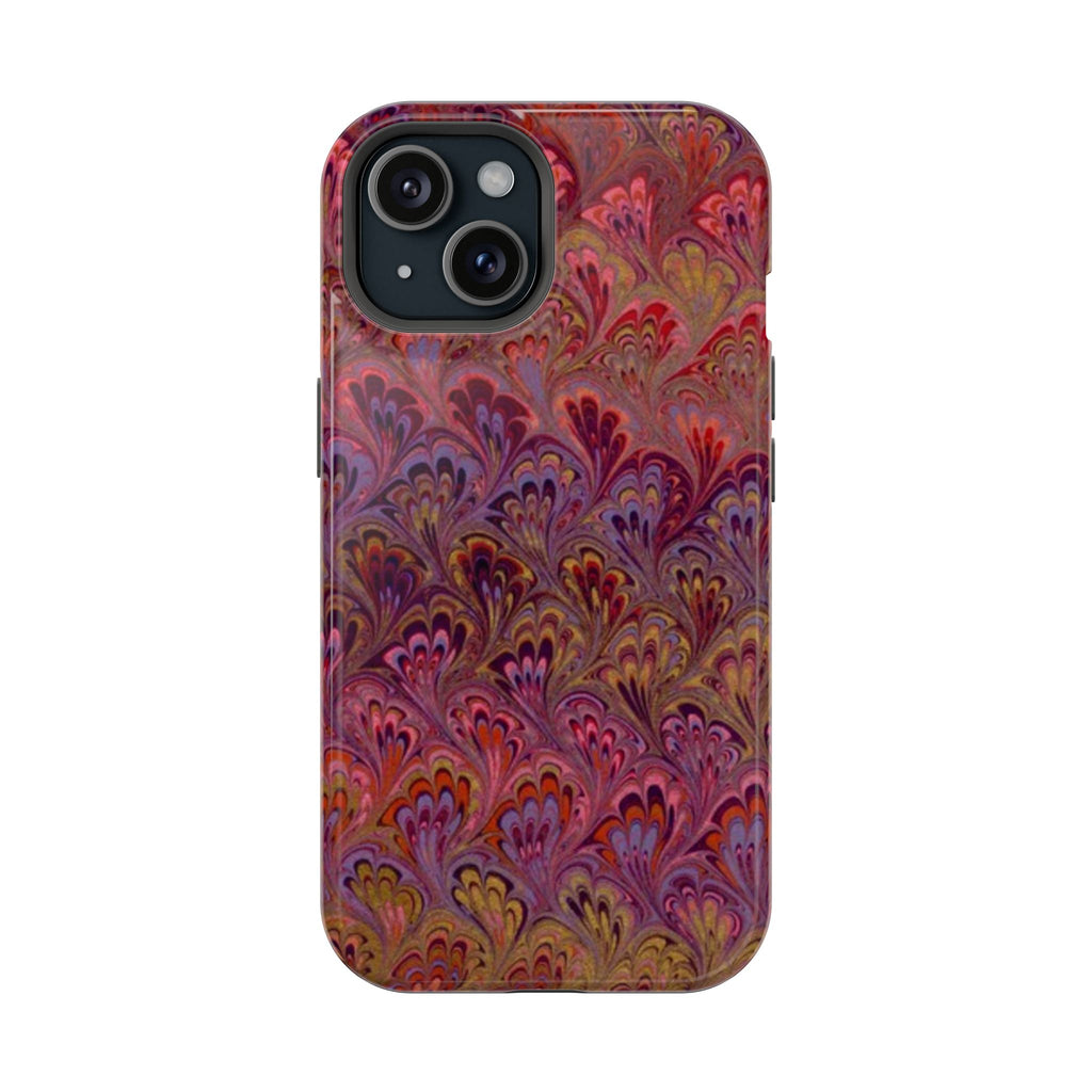 Red, Burgundy, Lavender Italian Peacock Feather Design Phone Case