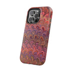 Mag Safe Marble iPhone Case - Red, Burgundy, Lavender & Gold Impact-Resistant