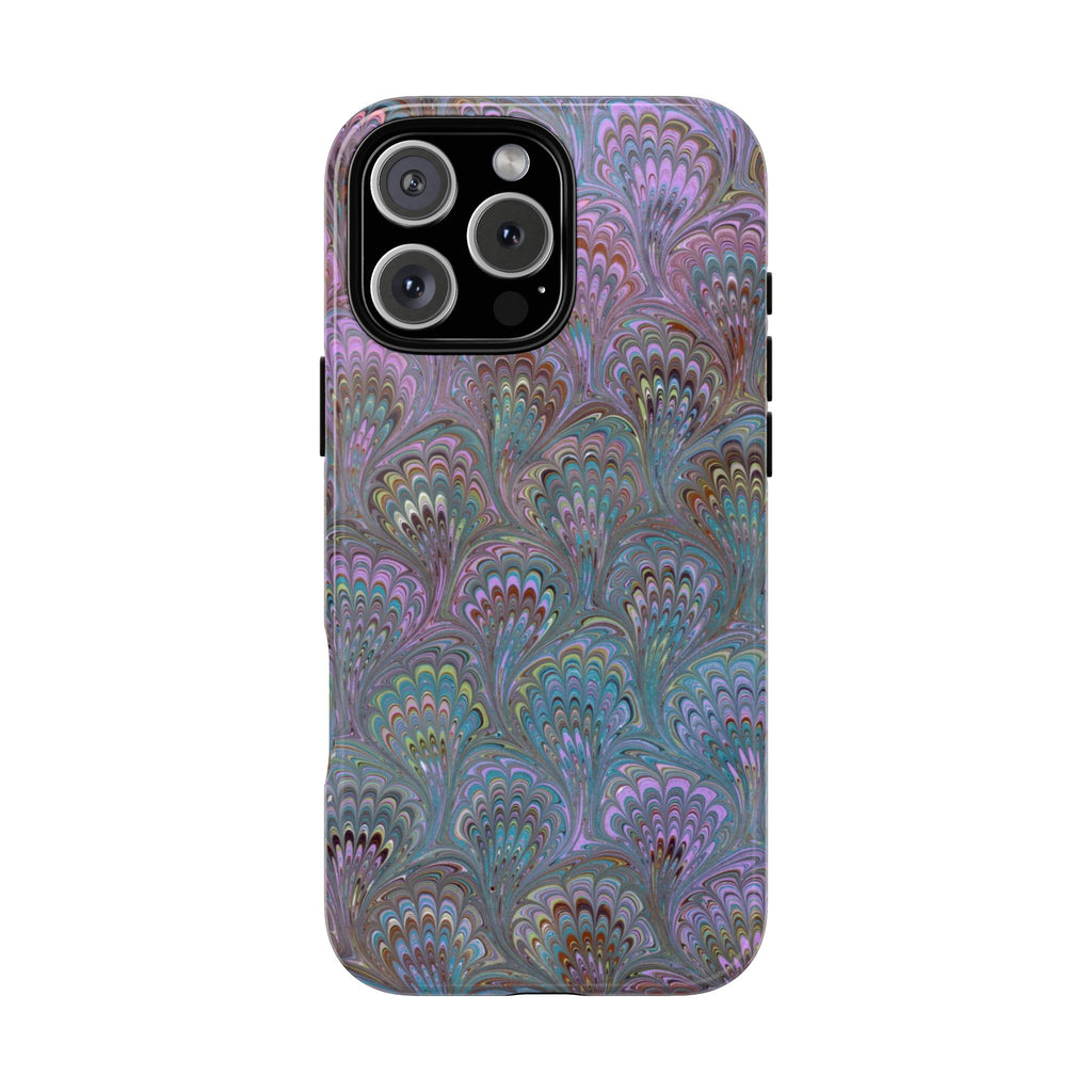 Lavender Marbled Peacock Durable Phone Case - Matte or Glossy
