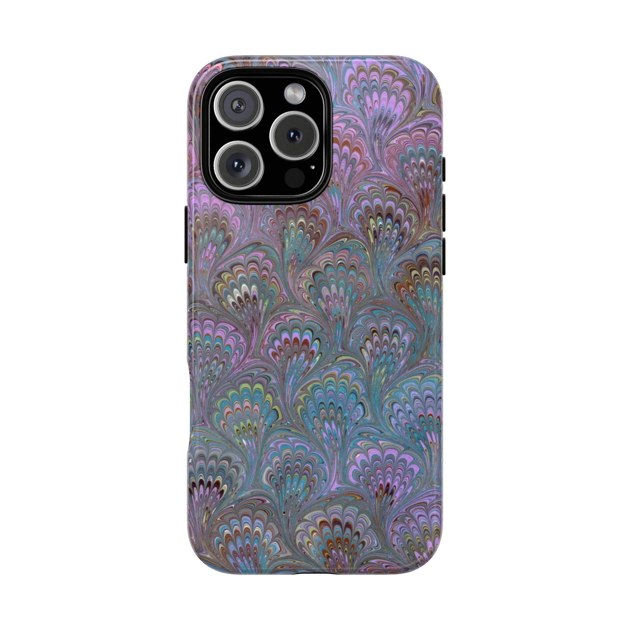 Lavender Marbled Peacock Durable Phone Case - Matte or Glossy
