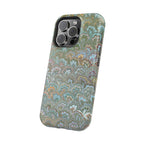 Green, Blue, + White Marbled Peacock - Dual Layer MAG SAFE Phone Case