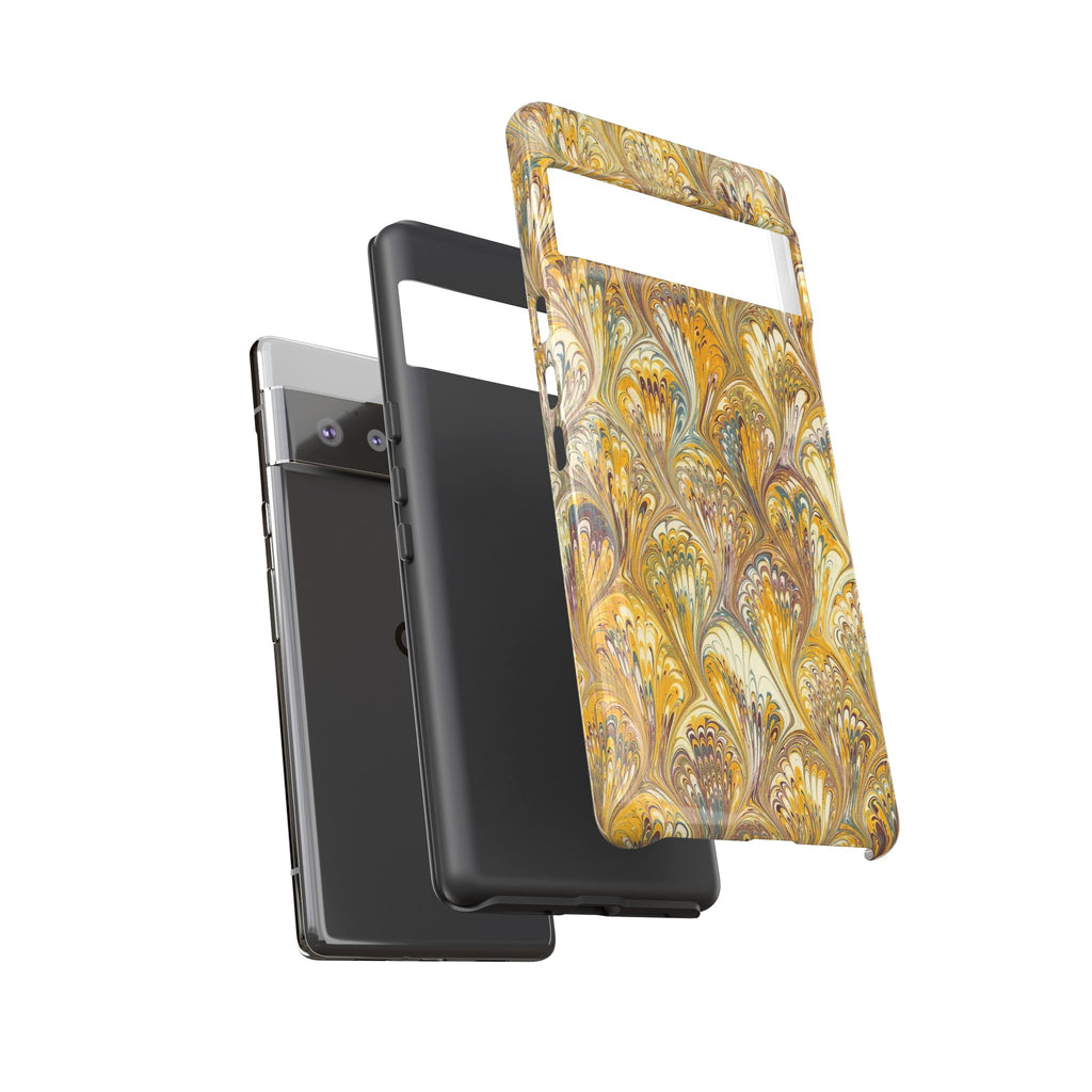Golden Yellow Marbled Italian Phone Case - Dual Layer - Matte or Glossy