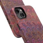 Red, Burgundy, Lavender Italian Peacock Feather Design Phone Case