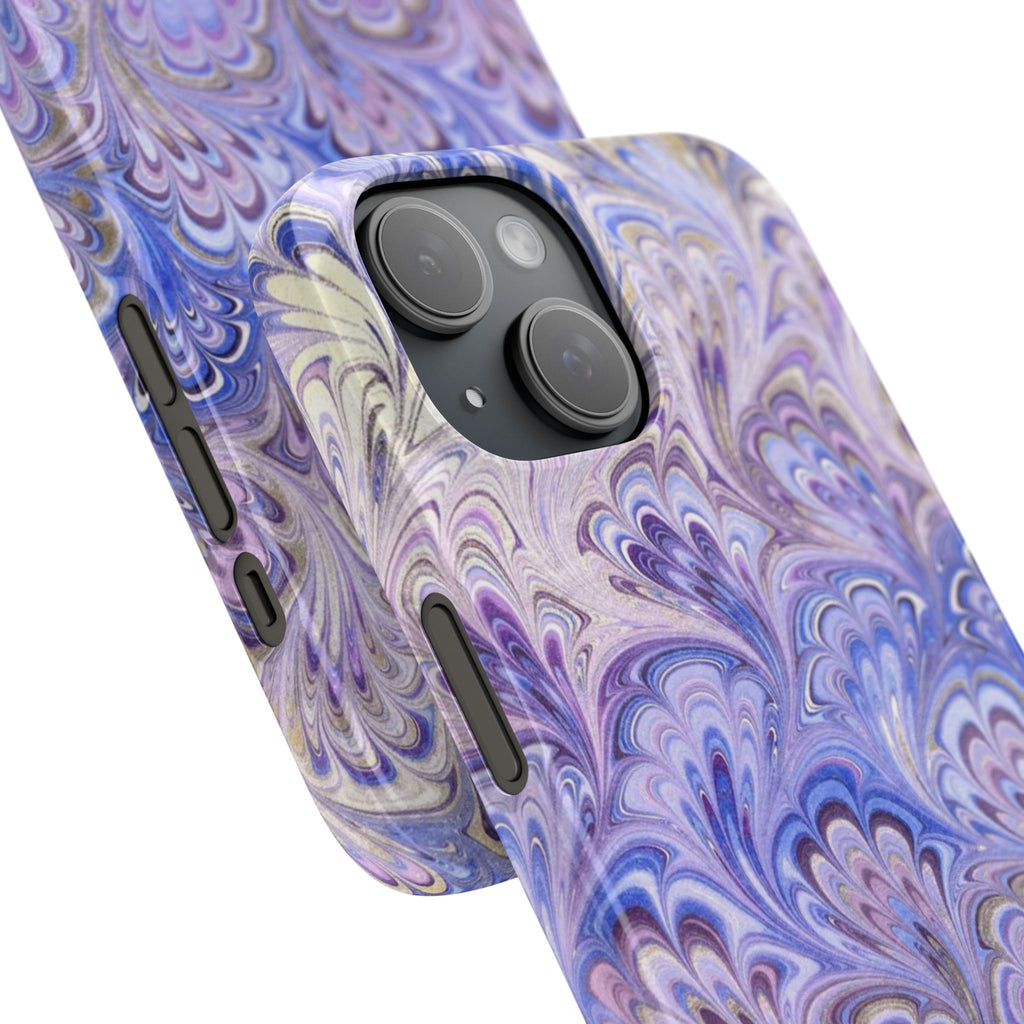 Marbled Feather Lavender + Purple Swirl - Single Layer Slim Phone Case