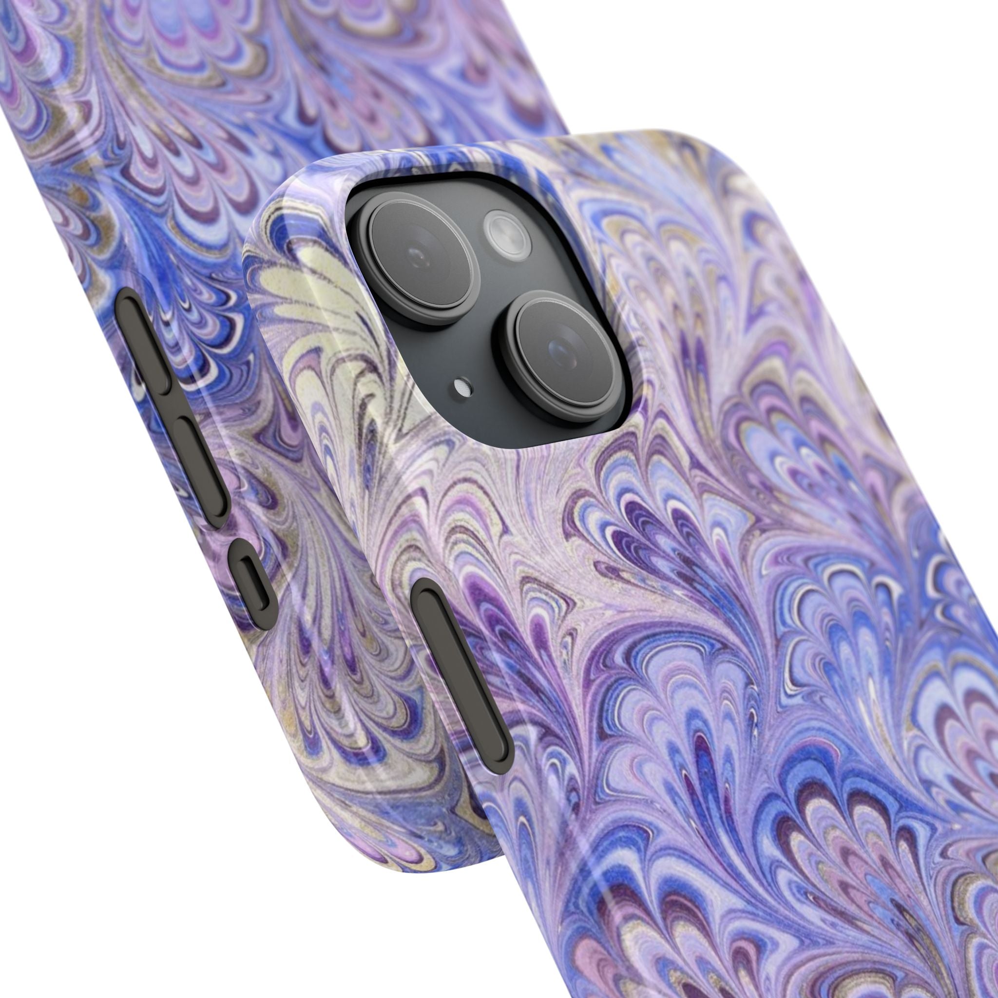Marbled Feather Lavender + Purple Swirl - Single Layer Slim Phone Case