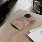 Pastel Pink + Green Feather Marbled Phone Case - Dual Layer Phone Cover