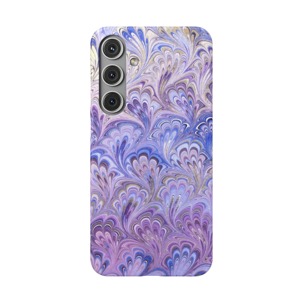 Marbled Feather Lavender + Purple Swirl - Single Layer Slim Phone Case