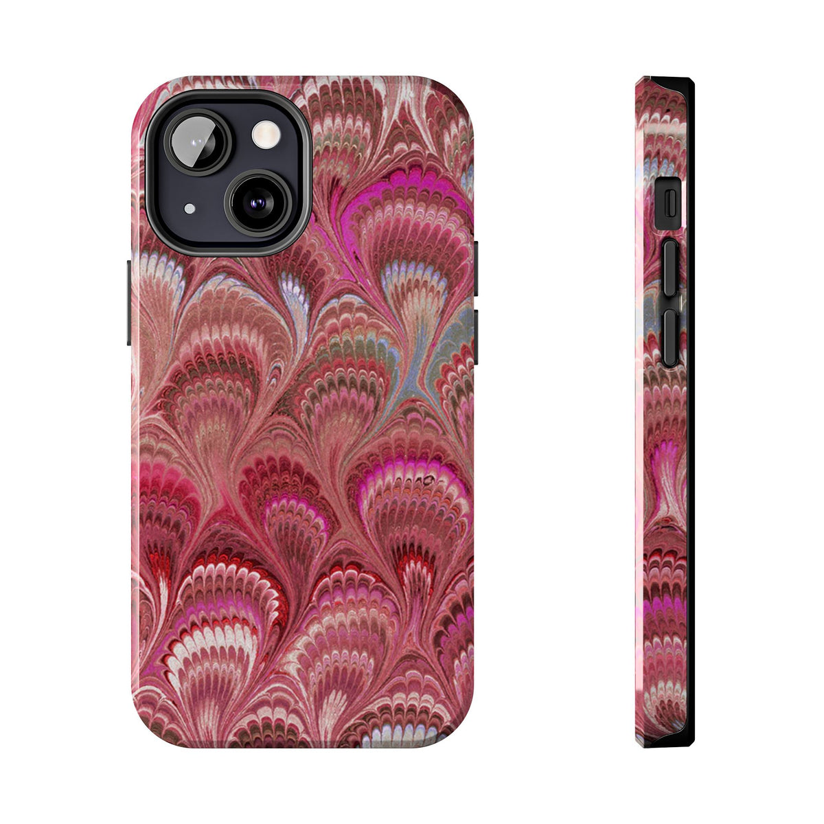Pretty in Pink - Peacock Marble Italian Tough Phone Case — Durable Marbled Phone Case
