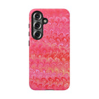 Pink and Gold Marbled Peacock Durable Phone Case - Olive Green and Brown - Matte or Glossy