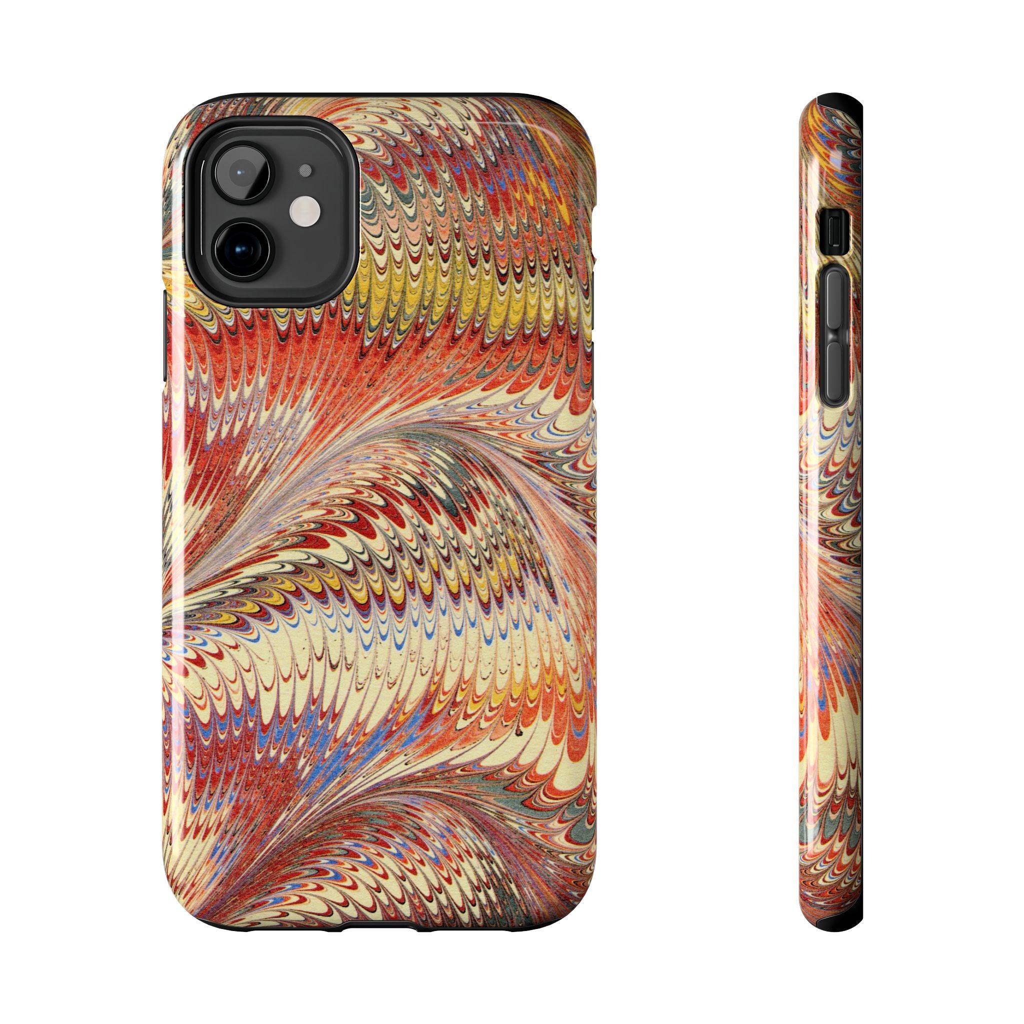 Marbled Swirl Tough Phone Case - Red Rust Orange Fall Colors, Heavy Duty Case. Alternative: Protective Phone Cover, Durable Smartphone Case,