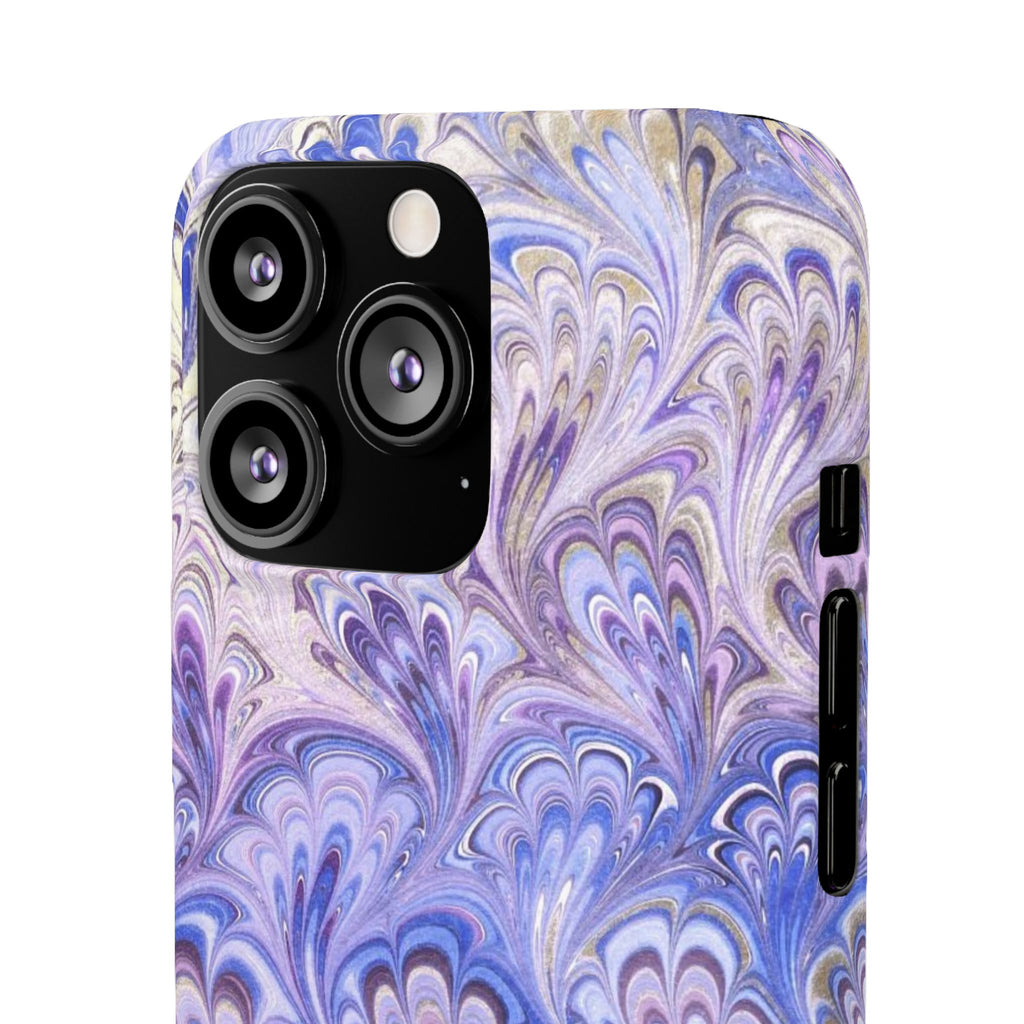 Marbled Feather Lavender + Purple Swirl - Single Layer Slim Phone Case