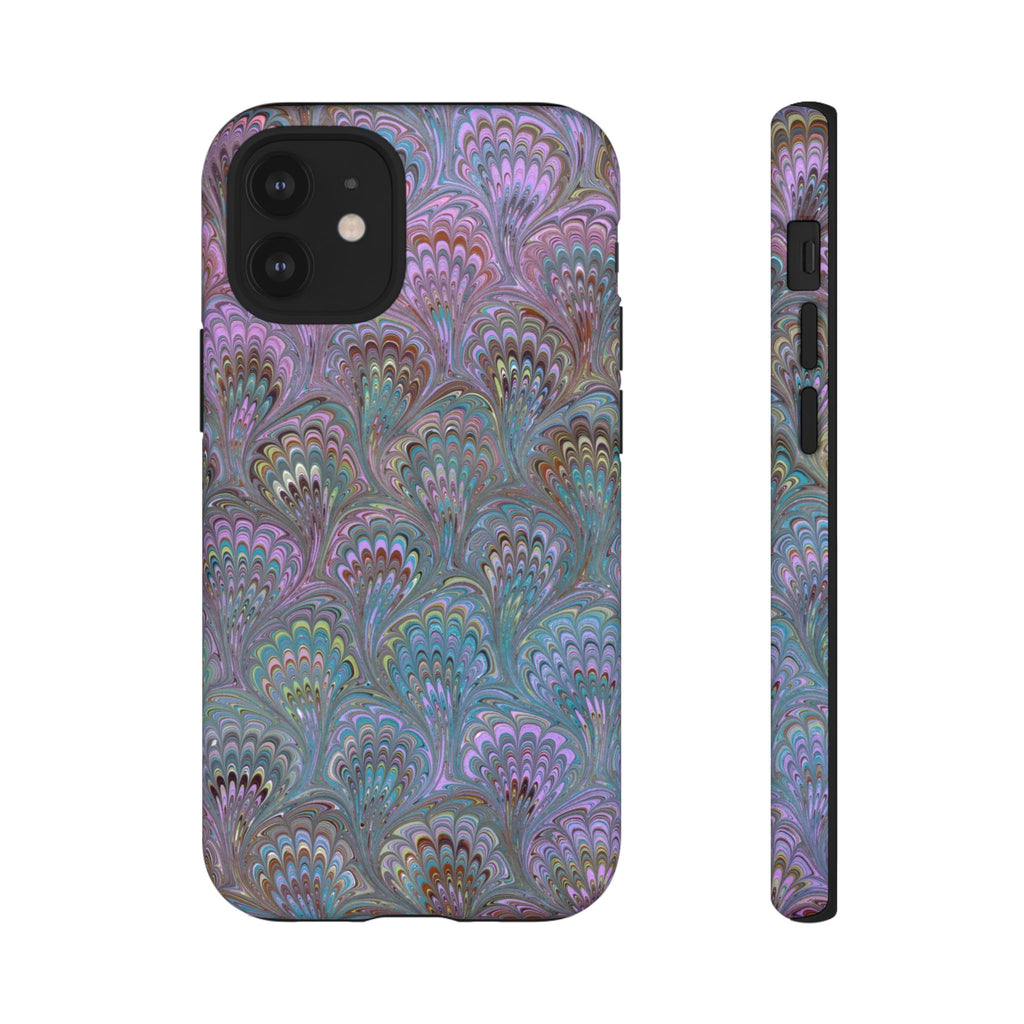 Lavender Marbled Peacock Durable Phone Case - Matte or Glossy