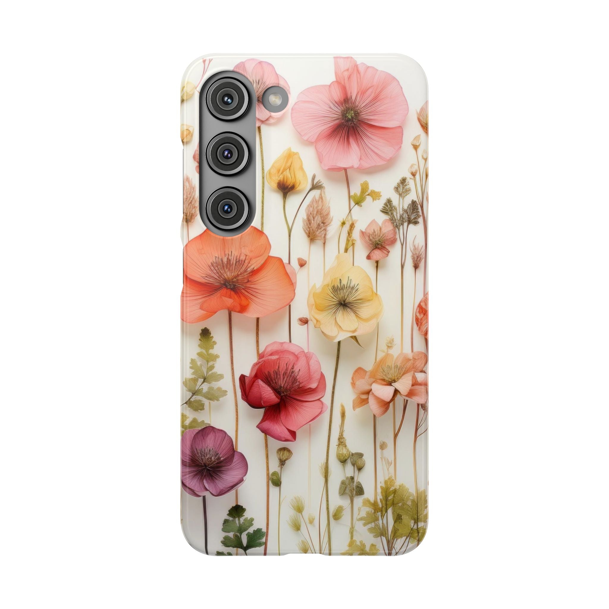 Pink Floral Pressed Flowers - Slim Case