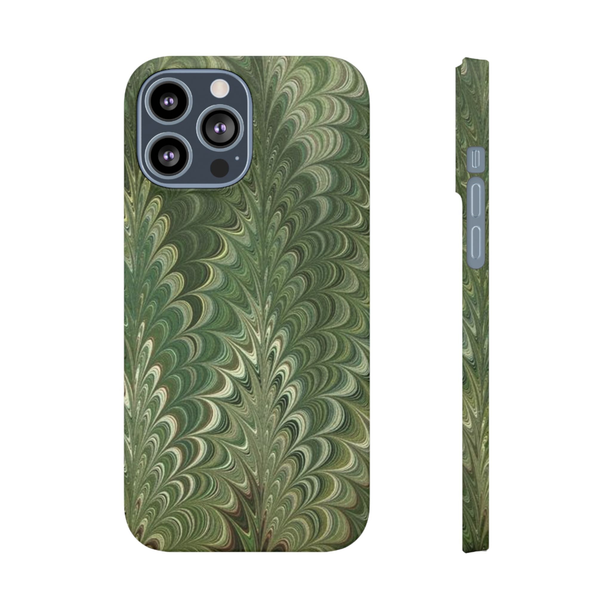 Deep Green Cheveron Marbled Phone Case - Single Layer Slim Case