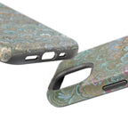 Green, Blue, + White Marbled Peacock - Dual Layer MAG SAFE Phone Case