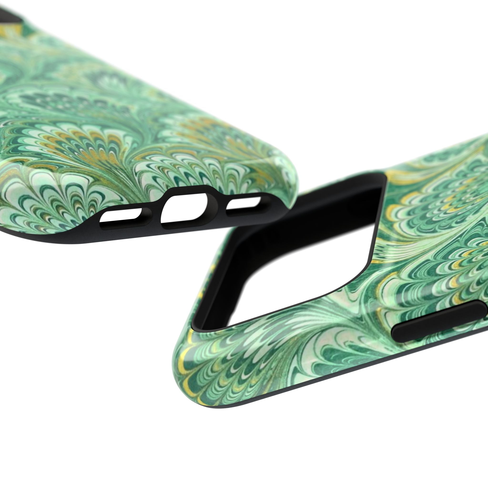 Green Marbled Phone Case, Dual Layer Phone Cover