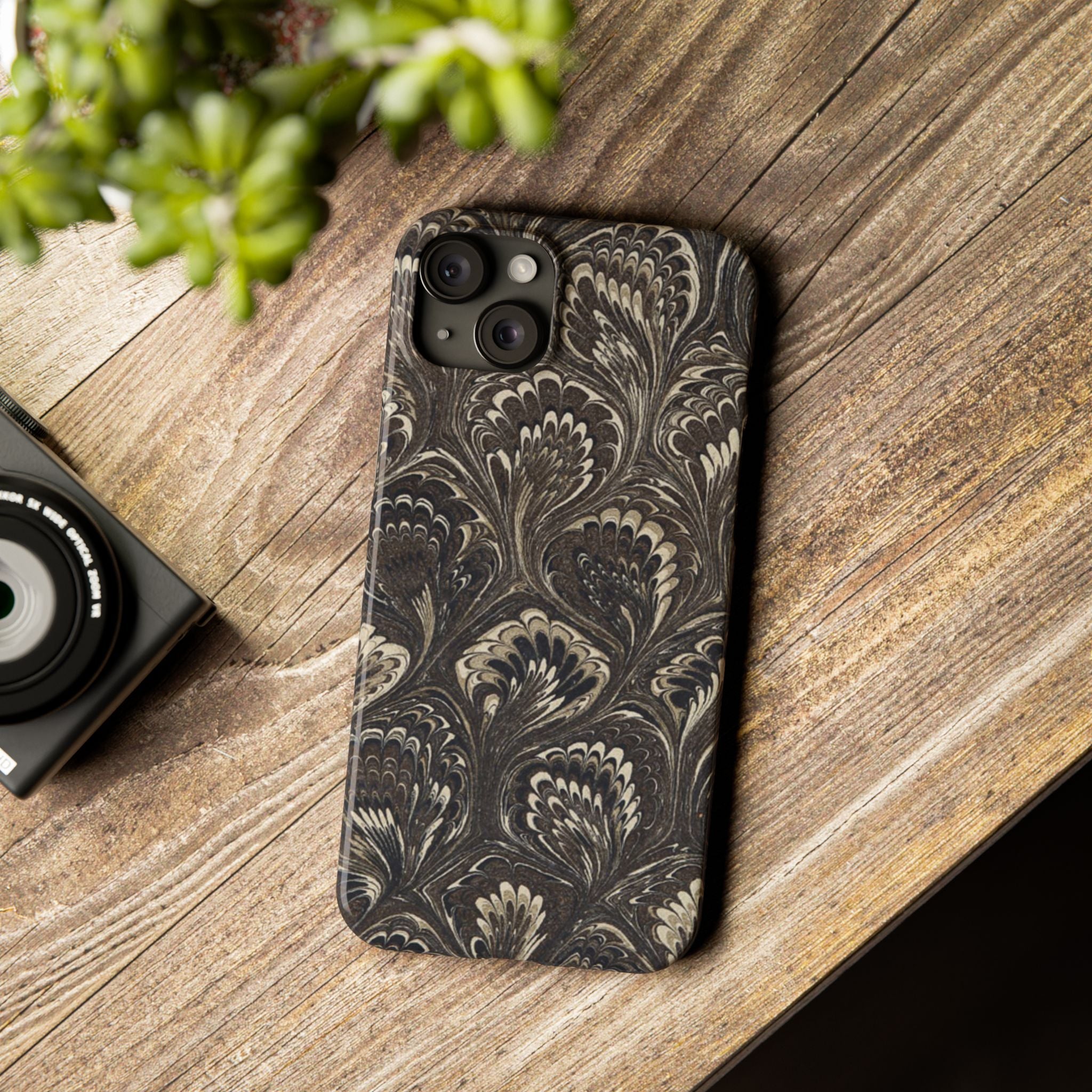 Black Italian Marble Design Slim iPhone 17 + all models Phone Cases