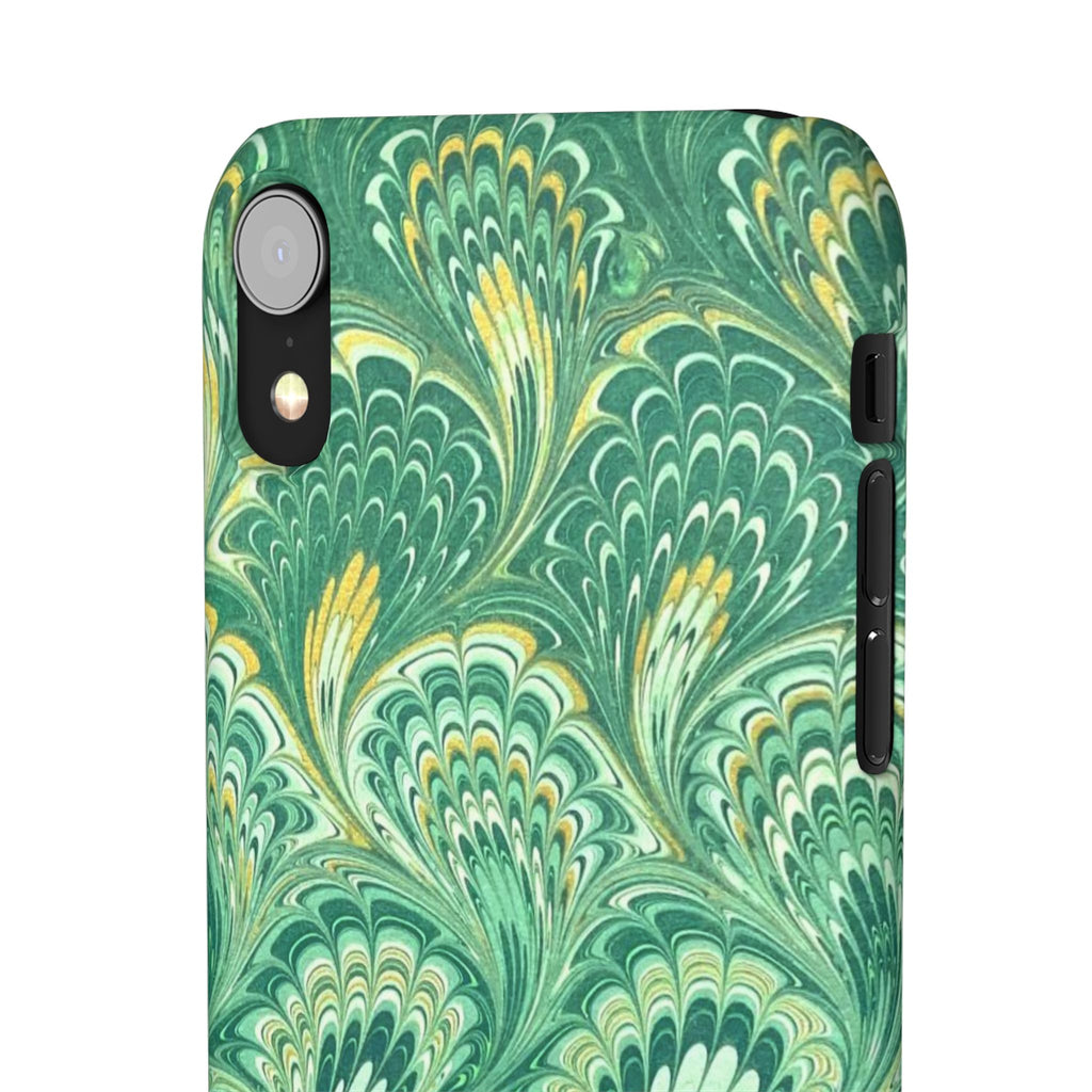 Marbled Feather Green Swirl - Single Layer Slim Phone Case