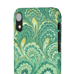 Marbled Feather Green Swirl - Single Layer Slim Phone Case
