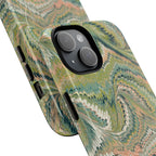 Florentine Marble iPhone Case | Inspired by Florence | Italian Marbled Paper Technique | Artisanal Green Swirl | Dual-Layer Protective Case | Matte or Glossy
