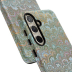 Blue and Green Feather Marbled Phone Case — Dual Layer - Tough Protective Phone Cover