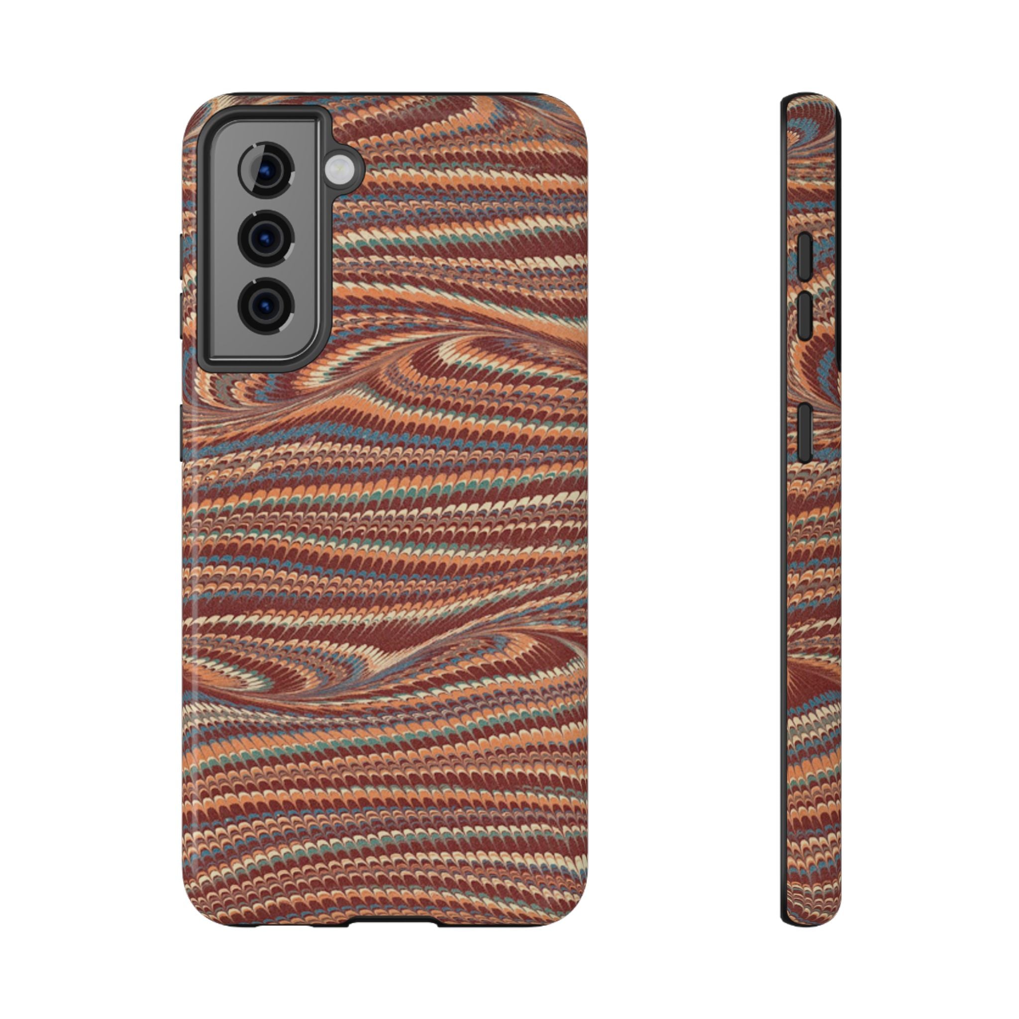 Neutrals Burgundy, Beige, Rust Hues Italian Vintage Marble Design Phone Case for Apple + Samsung