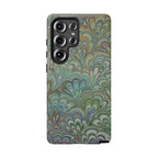 Green Marbled Peacock Durable Phone Case - Matte or Glossy
