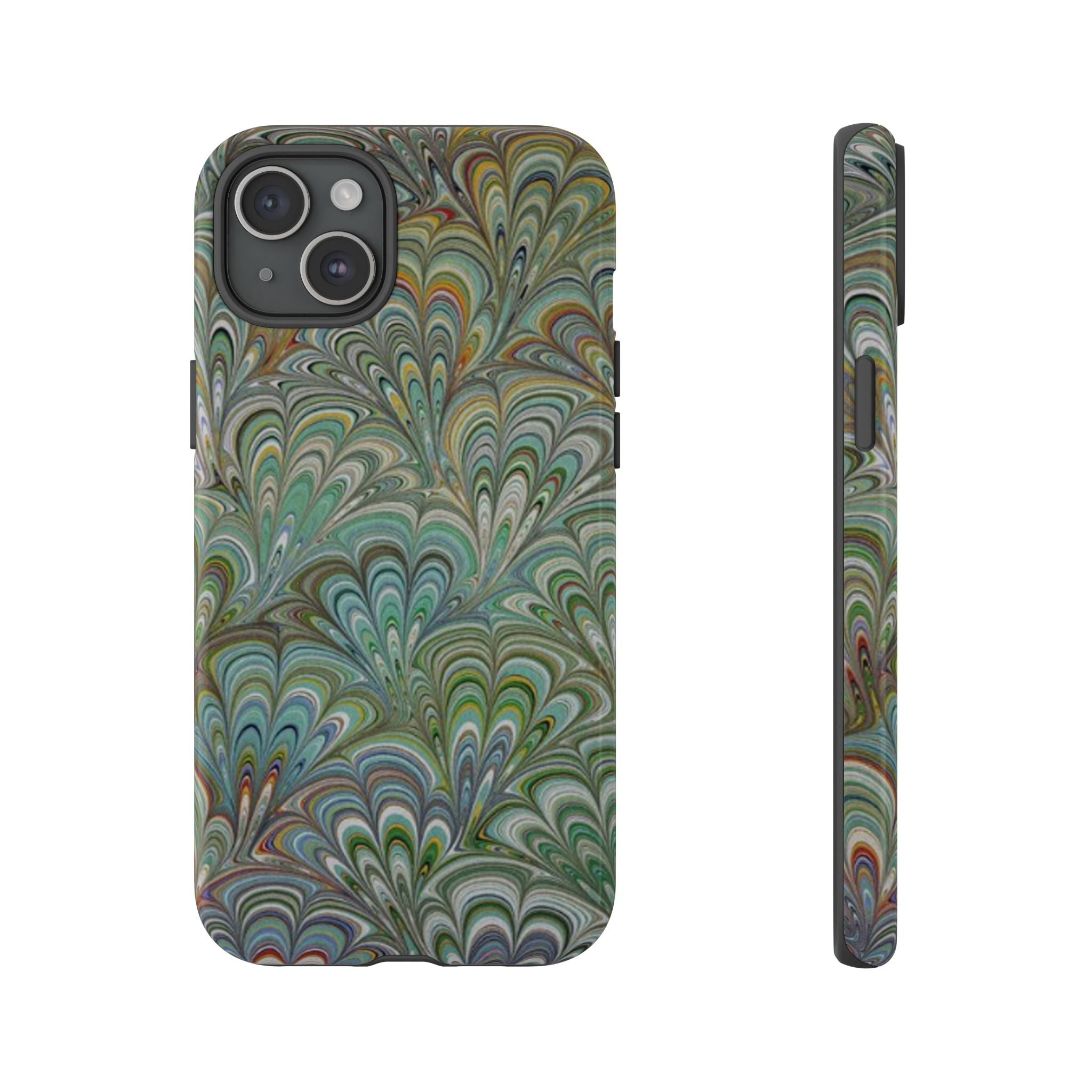 Green Peacock Marbled Phone Case — "Tough Cases" Ultra-Tough Protective Cover