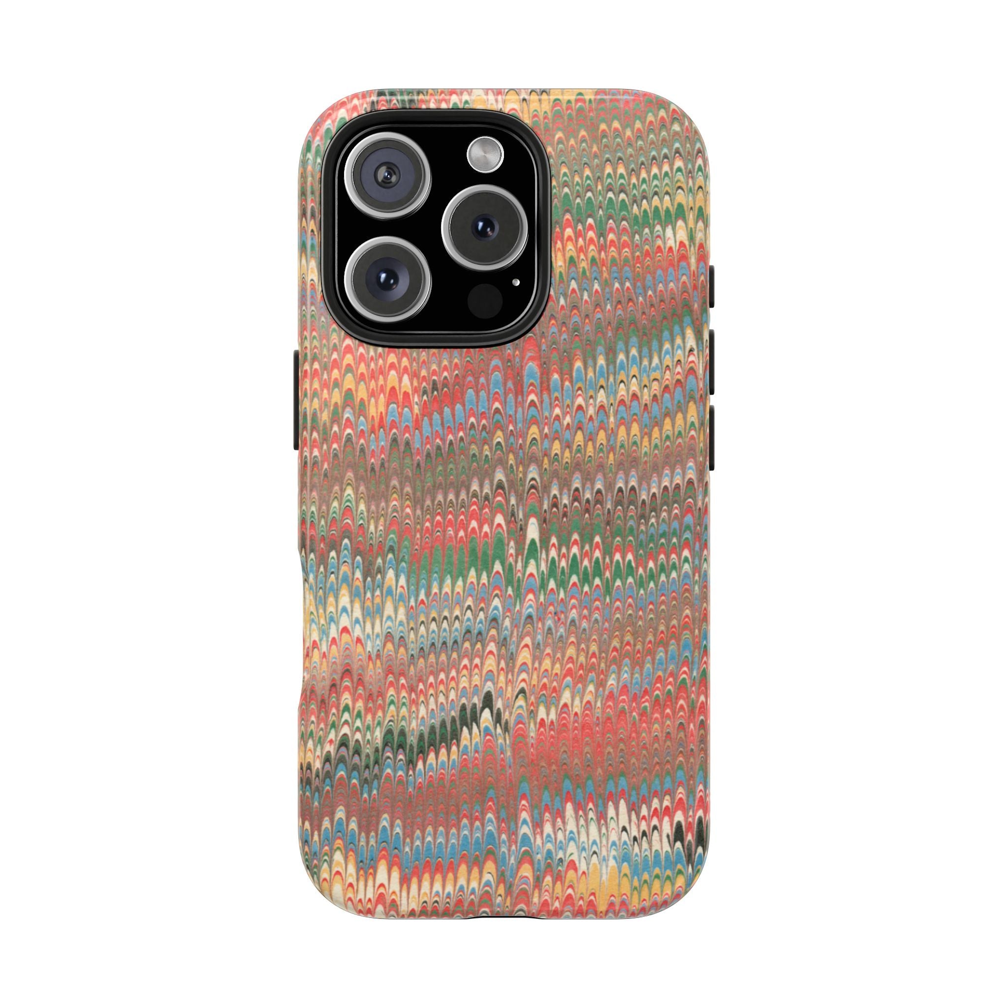Pink, Blue + Green Florentine Marbled Feather Dual Layer Protective iPhone Cover - New FALL Favorite