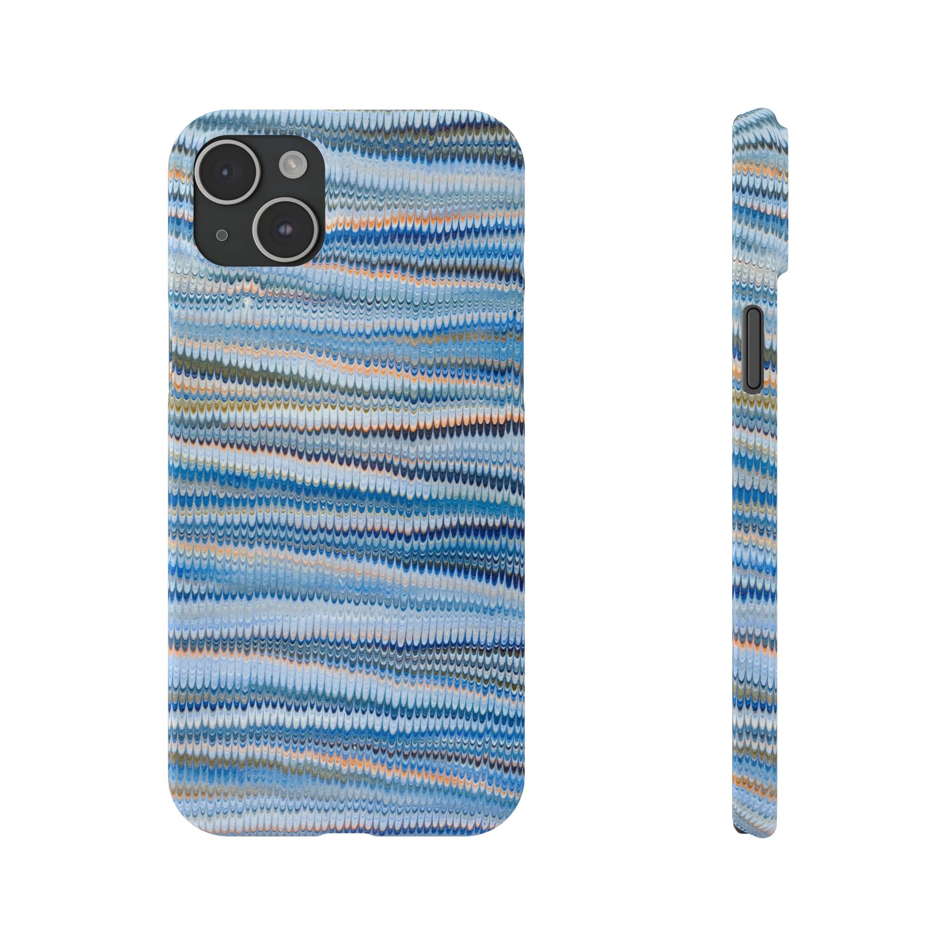 Blue Italian Hand-Painted and Vintage Marbled Inspired Paper Design, Italy Feather Phone Case, iPhone15 Case and all iPhone Case Sizes