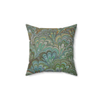 Green Peacock Square Throw Pillow includes Pillow, Hidden Zipper