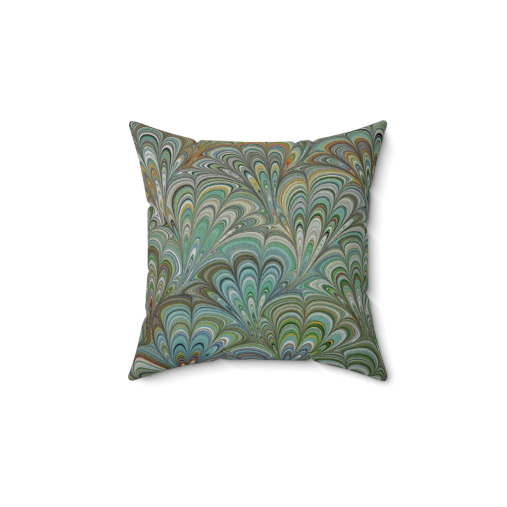 Green Peacock Square Throw Pillow includes Pillow, Hidden Zipper