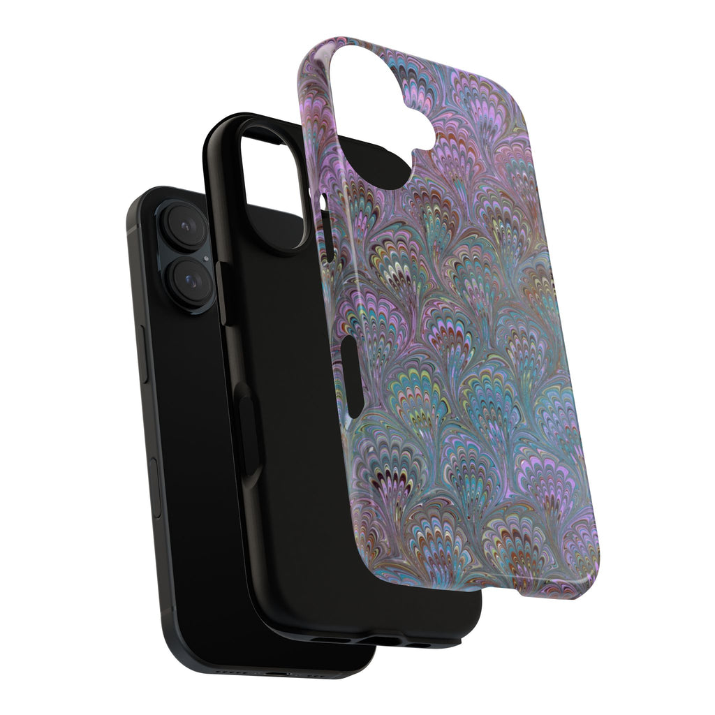 Lavender Marbled Peacock Durable Phone Case - Matte or Glossy