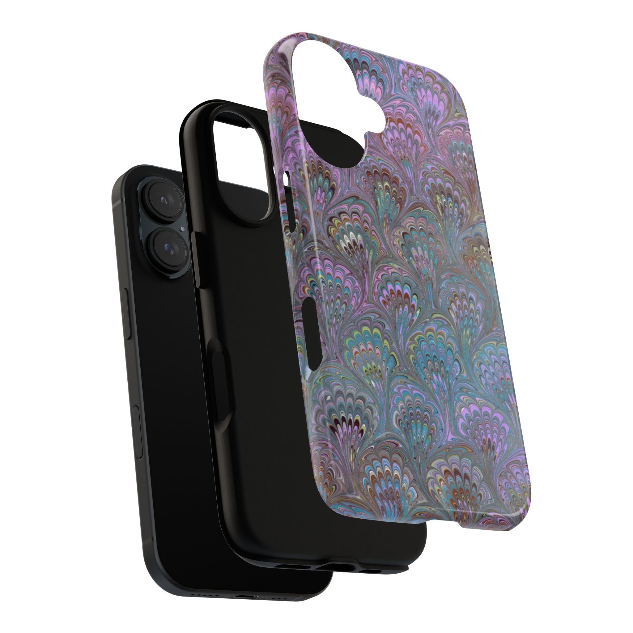 Lavender Marbled Peacock Durable Phone Case - Matte or Glossy