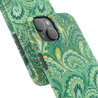 Marbled Feather Green Swirl - Single Layer Slim Phone Case
