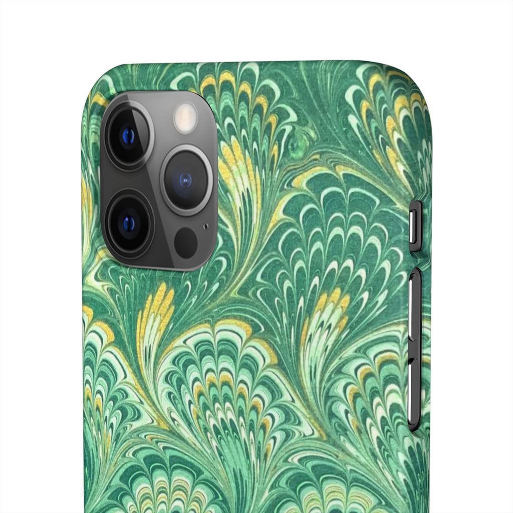 Marbled Feather Green Swirl - Single Layer Slim Phone Case