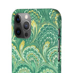 Marbled Feather Green Swirl - Single Layer Slim Phone Case
