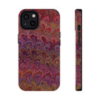 Red, Burgundy, Lavender Italian Peacock Feather Design Phone Case