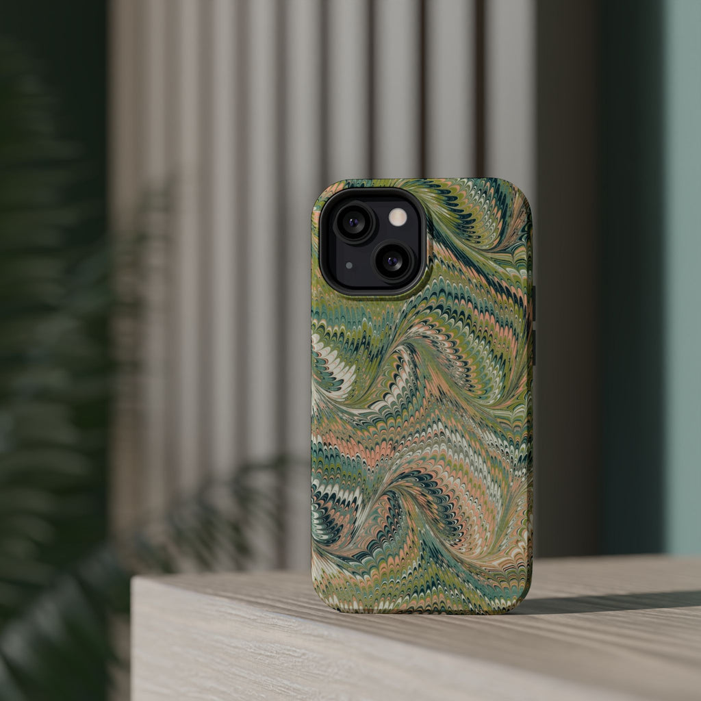 Green Pastel Italian Marble Design Magnetic MAG SAFE High Impact iPhone Cases