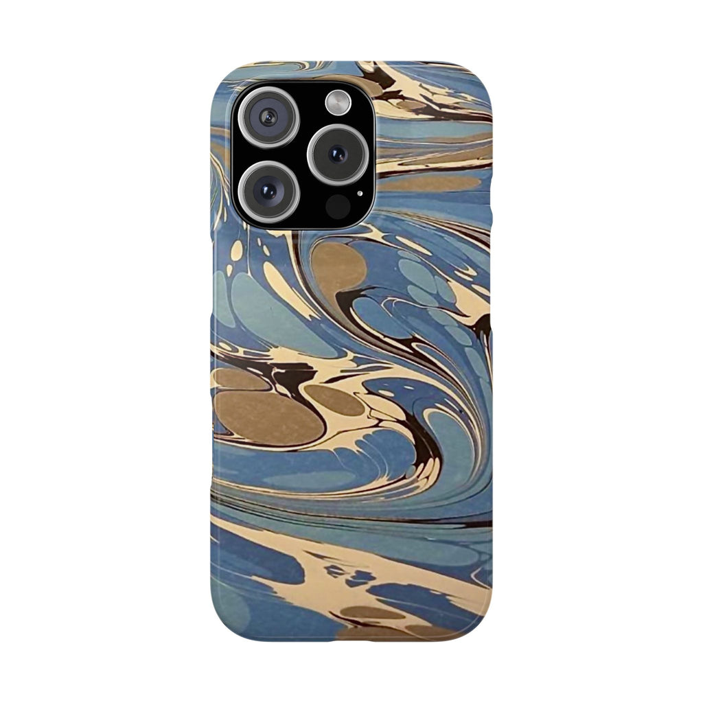 Blue and Beige Marbled Swirl Phone Case - Single Layer Slim Case