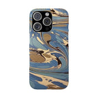 Blue and Beige Marbled Swirl Phone Case - Single Layer Slim Case