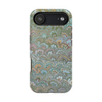 Green, Blue, + White Marbled Peacock - Dual Layer MAG SAFE Phone Case